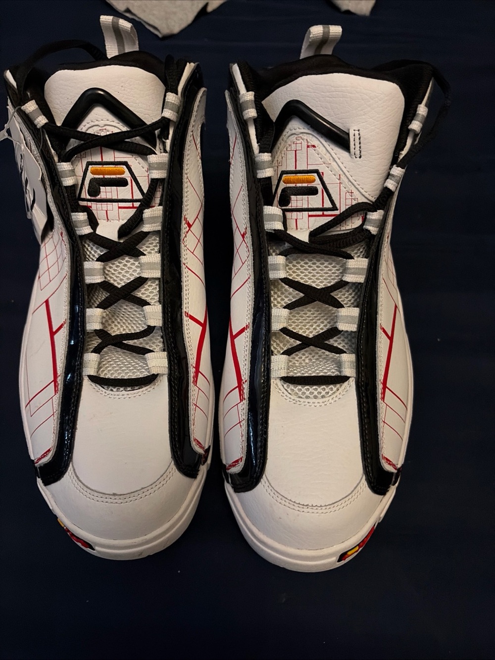 Fila White Black Red High-Top Athletic Sneakers